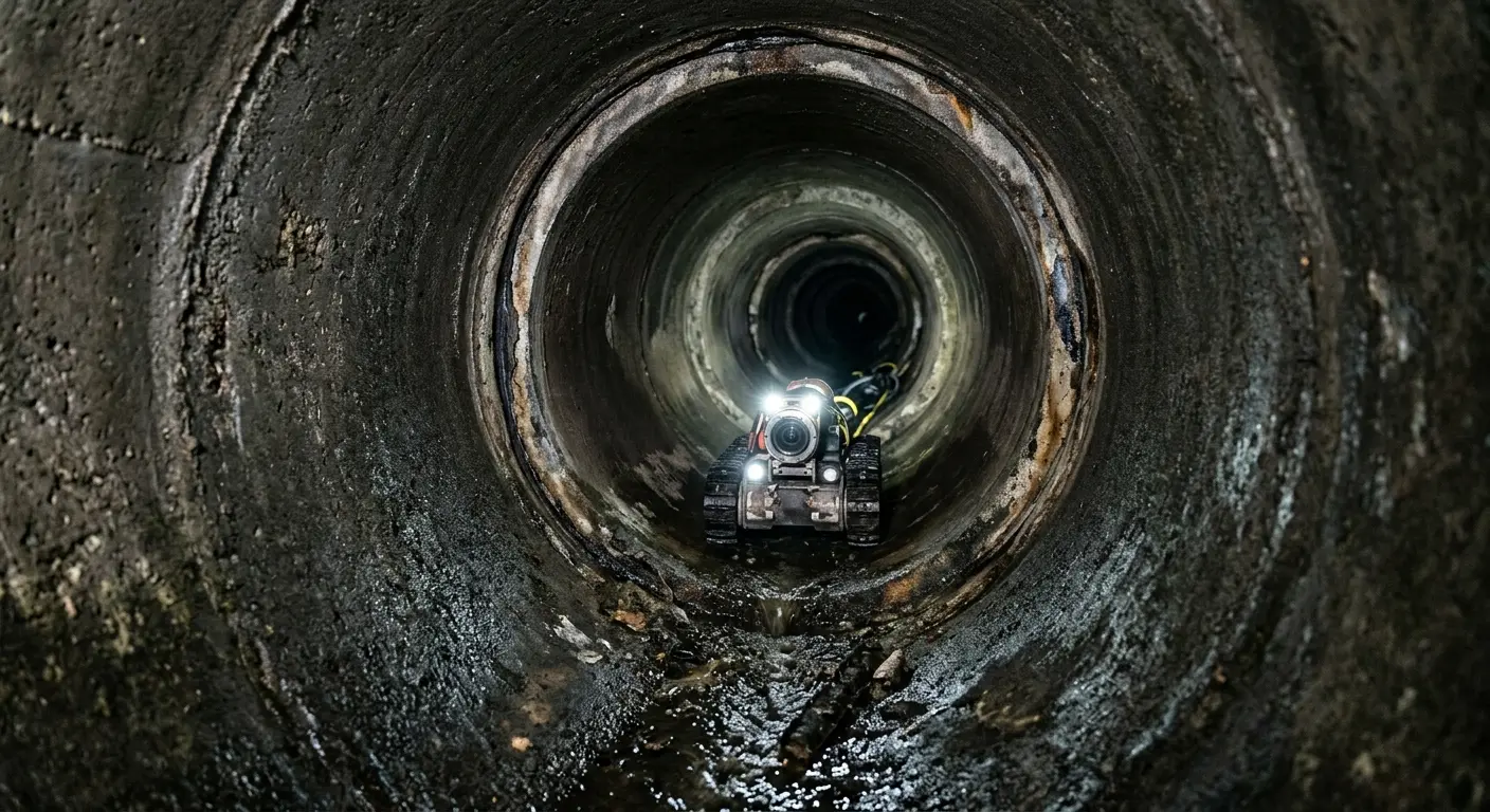 Robotic sewer camera inspecting pipe interior for Sewer Line Repair in Oroville